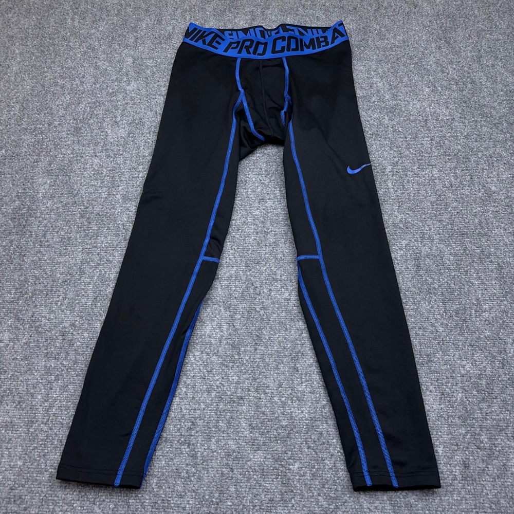 Nike Pro Combat Compression Tights Men's XL Black Blue Base Layer Stretch 547804